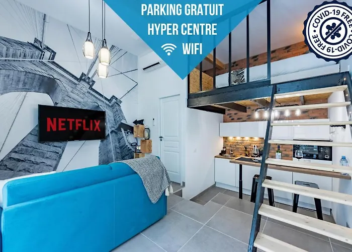 Lejlighed L'industriel Agenais - Appart'hotel - Clim - Netflix - Parking Gratuit - Nestor & Margot Agen